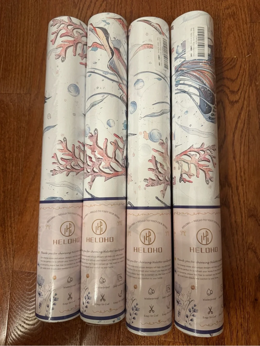 NWT- Jellyfish Pattern Blue and Coral Wallpaper Peel and Stick